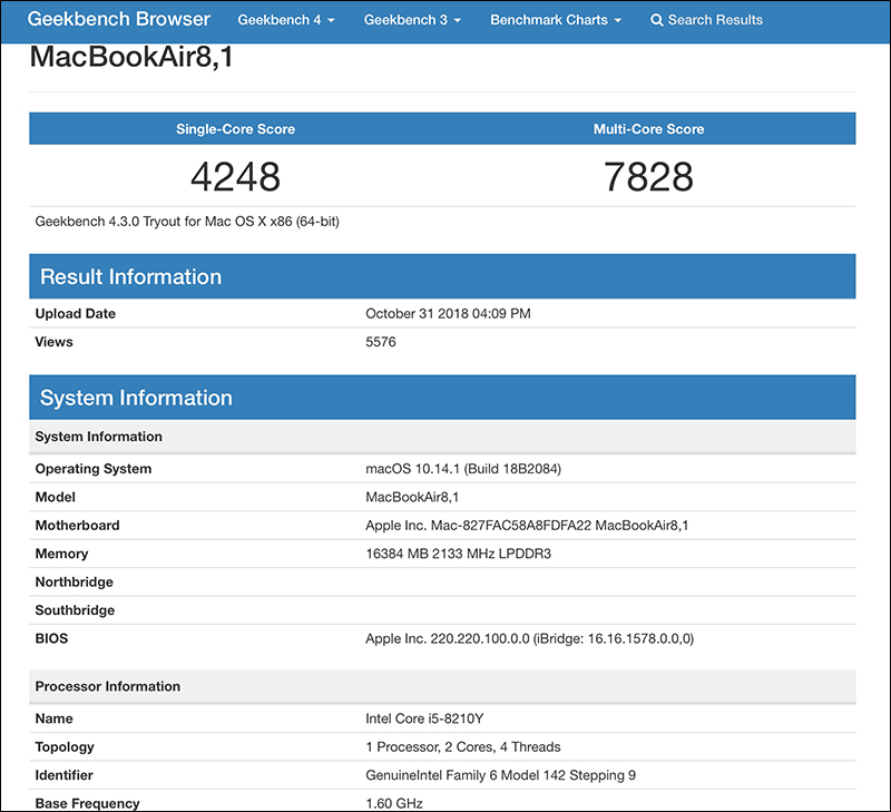 2018 MacBook Air Geekbench 跑分 完勝 MacBook - 電腦王阿達