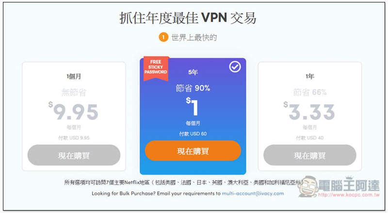 【應眾要求】Black Friday價格再現 每月只需US$0.99，即可高速無限數據VPN翻牆看Netflix - 電腦王阿達