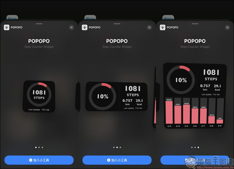 超可愛！ iOS 14 桌面小工具 Step Counter POPOPO 計步器 App - 電腦王阿達