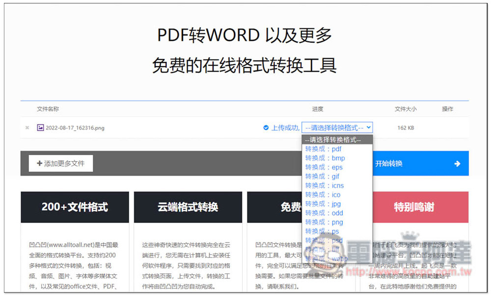 ALL TO ALL 在線格式轉換，支援約 200 種格式轉檔，還有一鍵去背功能 - 電腦王阿達