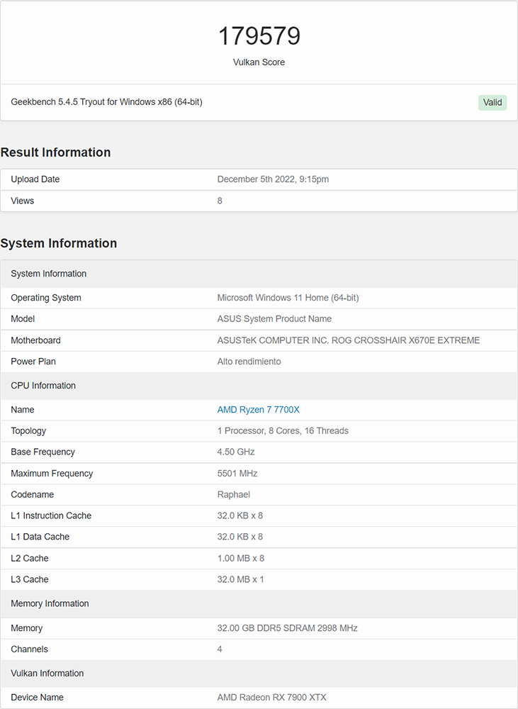 AMD Radeon RX 7900 XTX running score appeared on Geekbench 5, Vulkan is 20% faster than RTX 4080 – small tech news