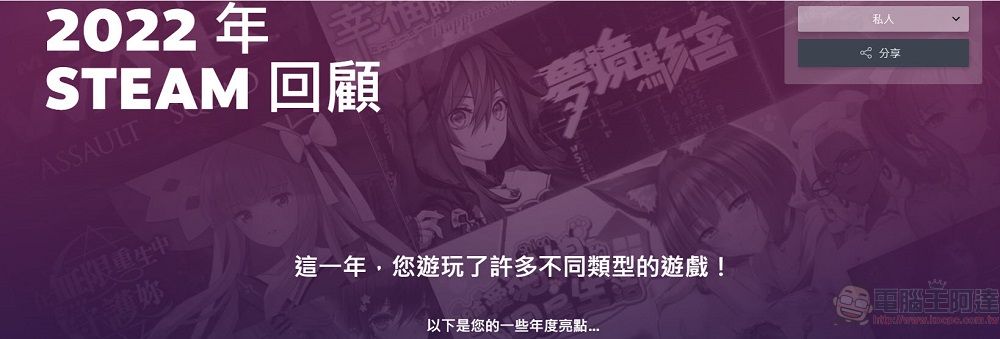 Steam推出個人年度回顧功能 可查看各種遊戲成就 - 電腦王阿達