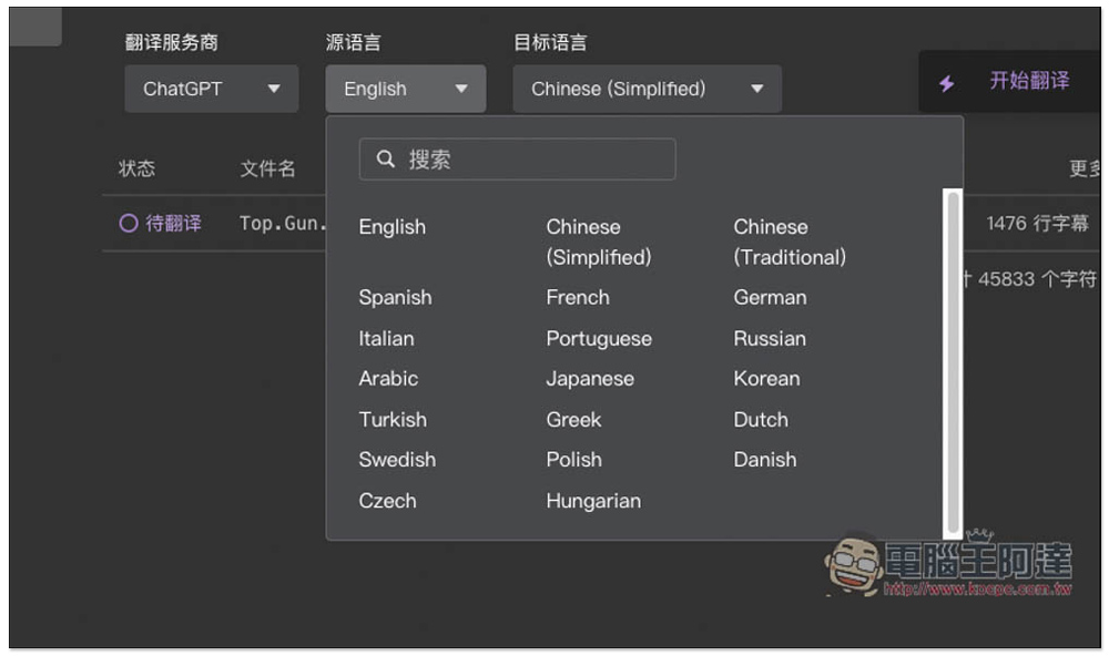 字幕組機翻小助手！一鍵翻譯國外字幕檔成繁體中文，支援 ChatGPT、DeepL、亞馬遜等服務 - 電腦王阿達