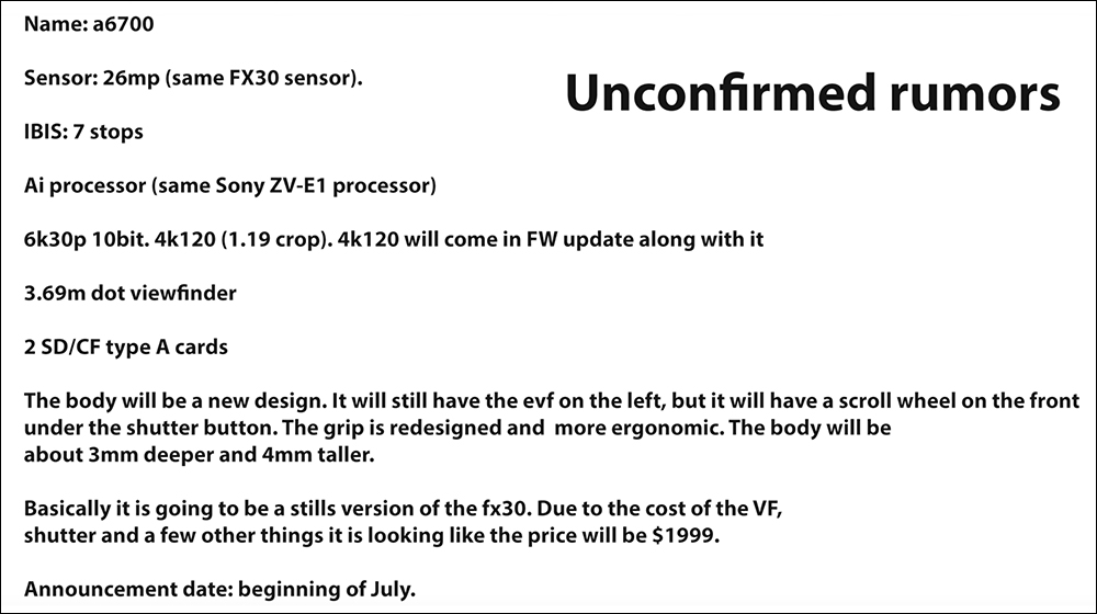 Sony A6700 相機諜照曝光！傳將於下週發表 - 電腦王阿達