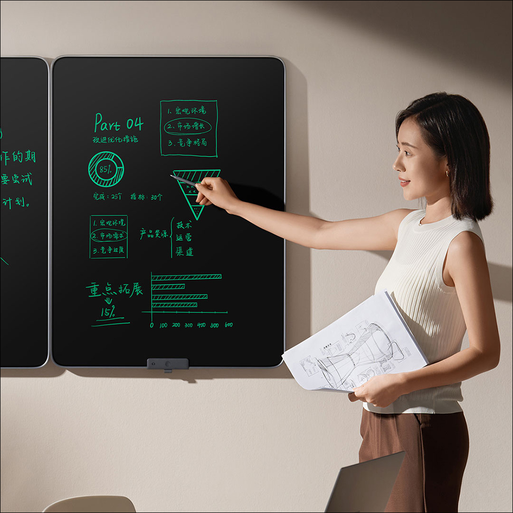 小米米家液晶黑板 39 吋眾籌推出：辦公、教學、塗鴉都好用，可拼接打造更大數位黑板 - 電腦王阿達