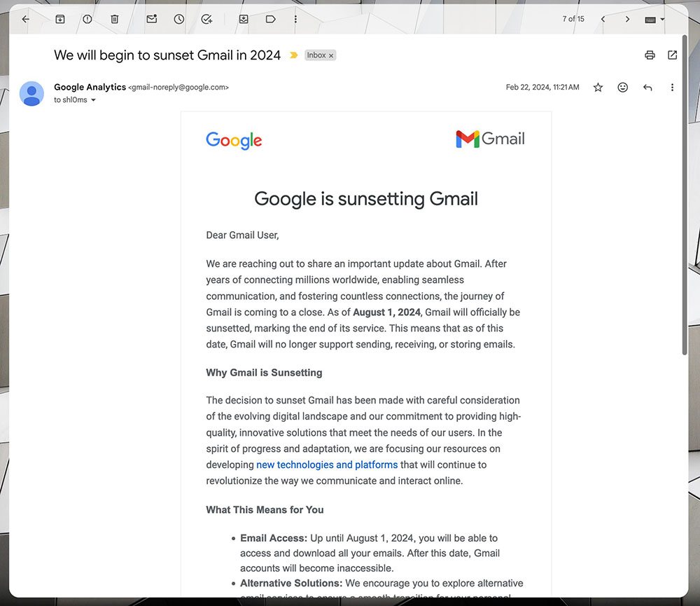 網傳 Gmail 即將於今年 8 月 1 日停止服務？別擔心，這是假消息 - 電腦王阿達