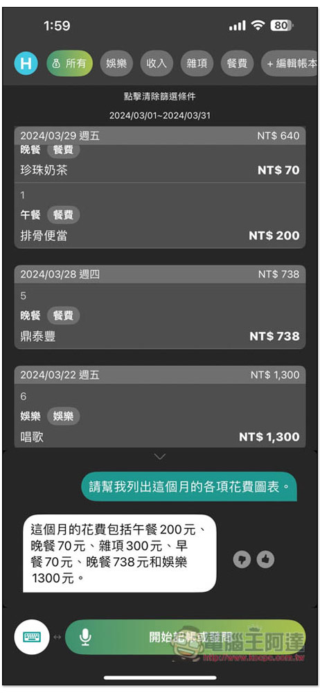 「說說記帳」超好用 AI 語音記帳 App，用說的就能記錄支出、收入、獲得統計報告 - 電腦王阿達