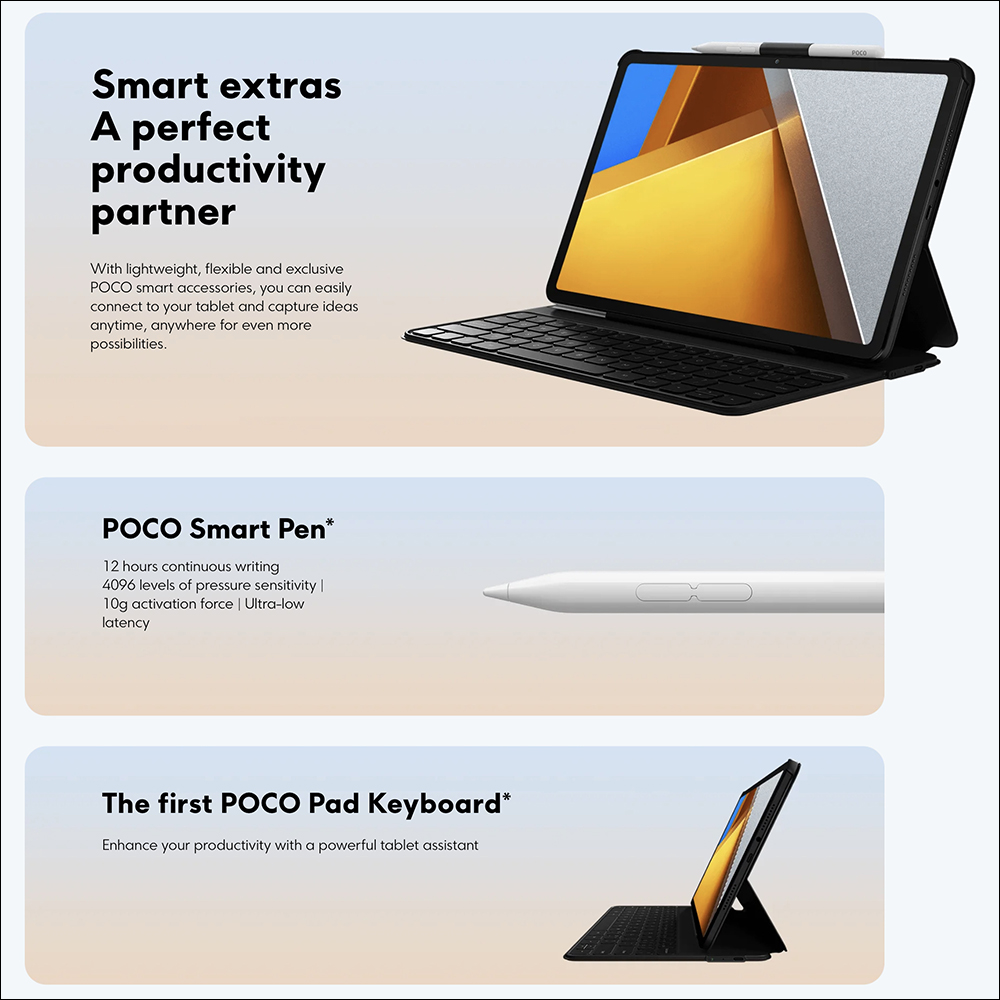 POCO Pad 平板海外發表：12.1 吋 120Hz 2.5K 螢幕、10000mAh大電量與 Snapdragon 7s Gen 2 處理器 - 電腦王阿達