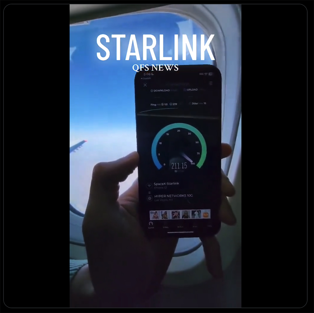 飛機上也能享超狂上網速度的 Starlink 航空版星鏈，有人直接 Speedtest 實測了 - 電腦王阿達