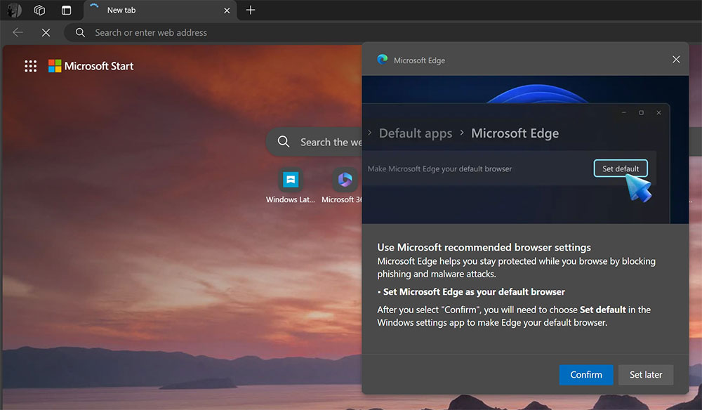 Microsoft Edge 現在用 3D 橫幅提醒使用者更改預設瀏覽器 - 電腦王阿達