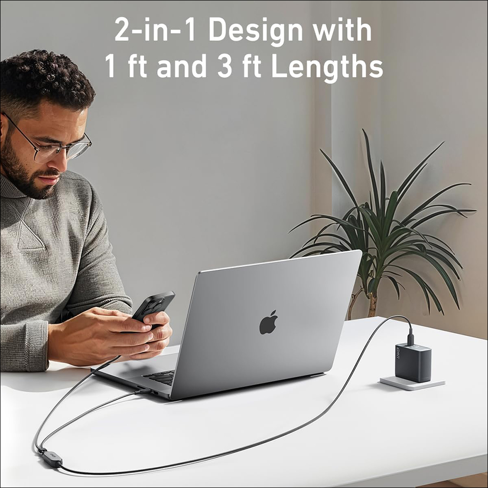 Anker 推出全新 2 合 1 的 USB-C 充電傳輸線，最大 140W 快速充電、支援自動調整充電功率，同時為兩台設備充電更省充電孔 - 電腦王阿達