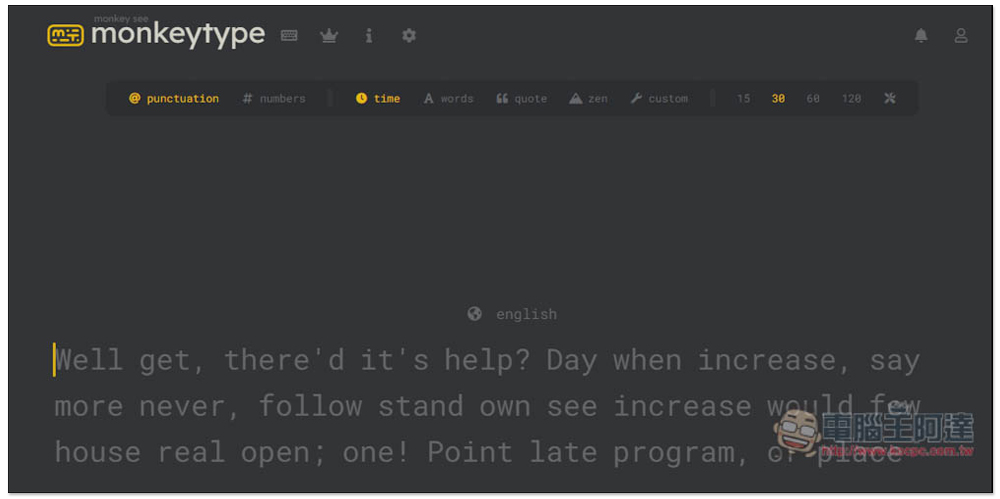 Monkeytype 提供多國語言線上打字速度測試和練習，中文、英文、日文等都有 - 電腦王阿達