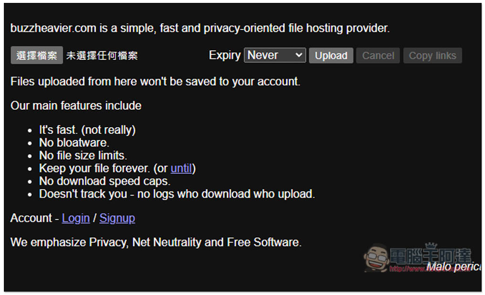 BUZZHEAVIER 標榜高速、無容量限制、永久保存、匿名的免費檔案分享服務 - 電腦王阿達