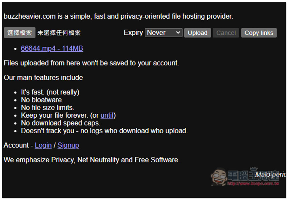 BUZZHEAVIER 標榜高速、無容量限制、永久保存、匿名的免費檔案分享服務 - 電腦王阿達