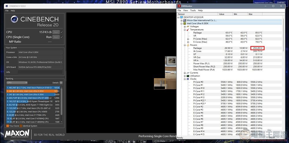 Intel Core Ultra 9 285K 開箱實測：能耗比大幅提升，台積電工藝加持的新桌面端處理器 - 電腦王阿達