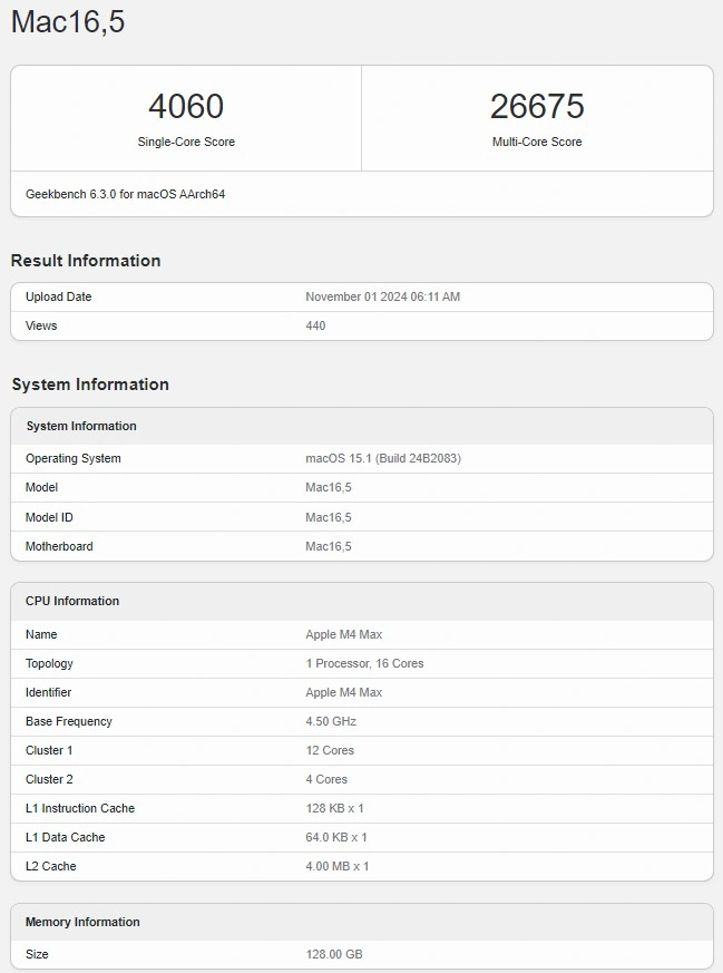 M4 Max 效能跑分現身 Geekbench，CPU 和 GPU 都比上一代至少快 20% - 電腦王阿達