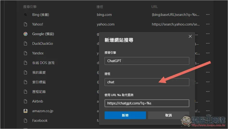 如何將瀏覽器搜尋引擎設定成 ChatGPT Search？Chrome、Edge、Firefox 一次告訴你 - 電腦王阿達